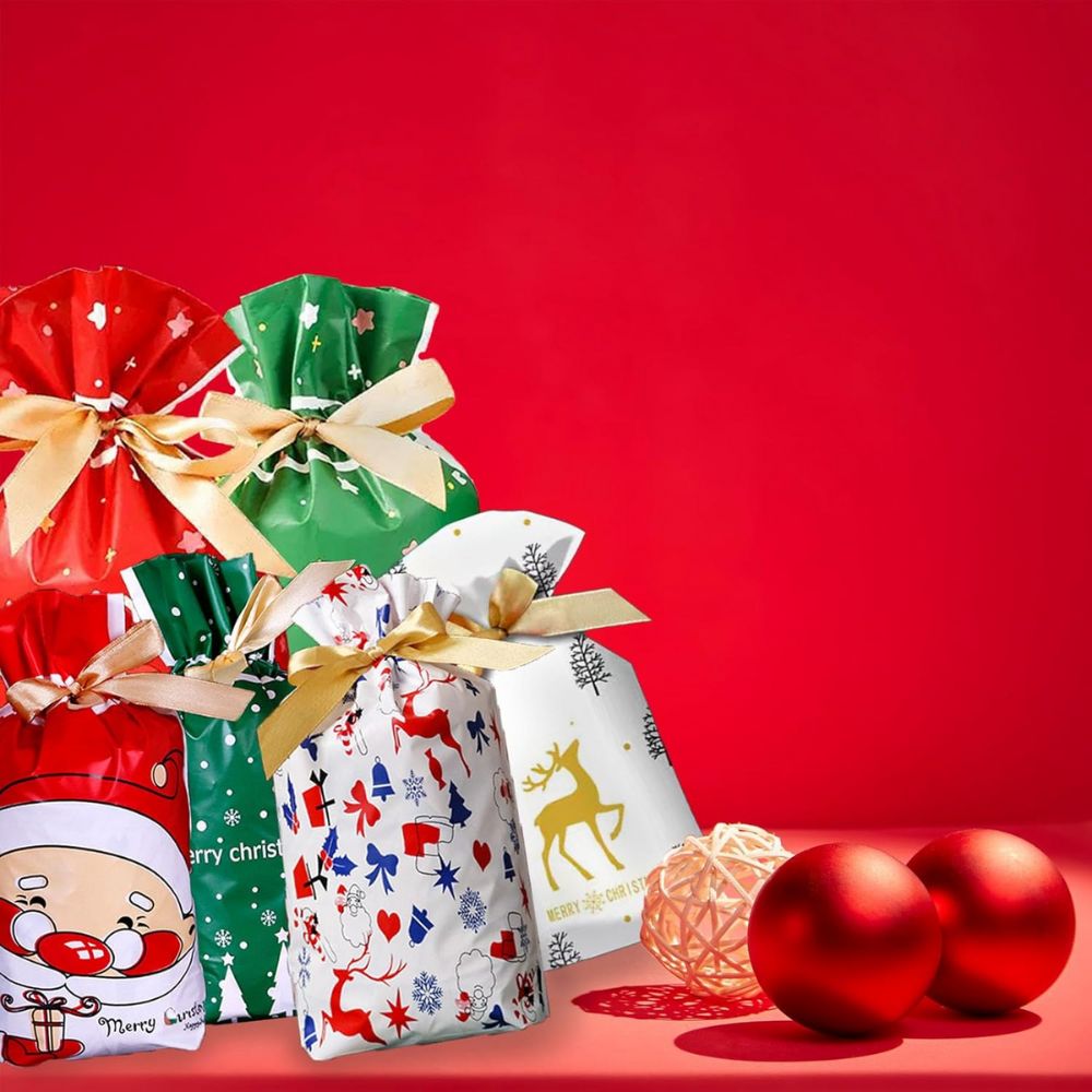 Christmas Drawstring Gift Bags 34-Pack – Reusable, Eco-Friendly Multi-Size Gift Bags Little Guard