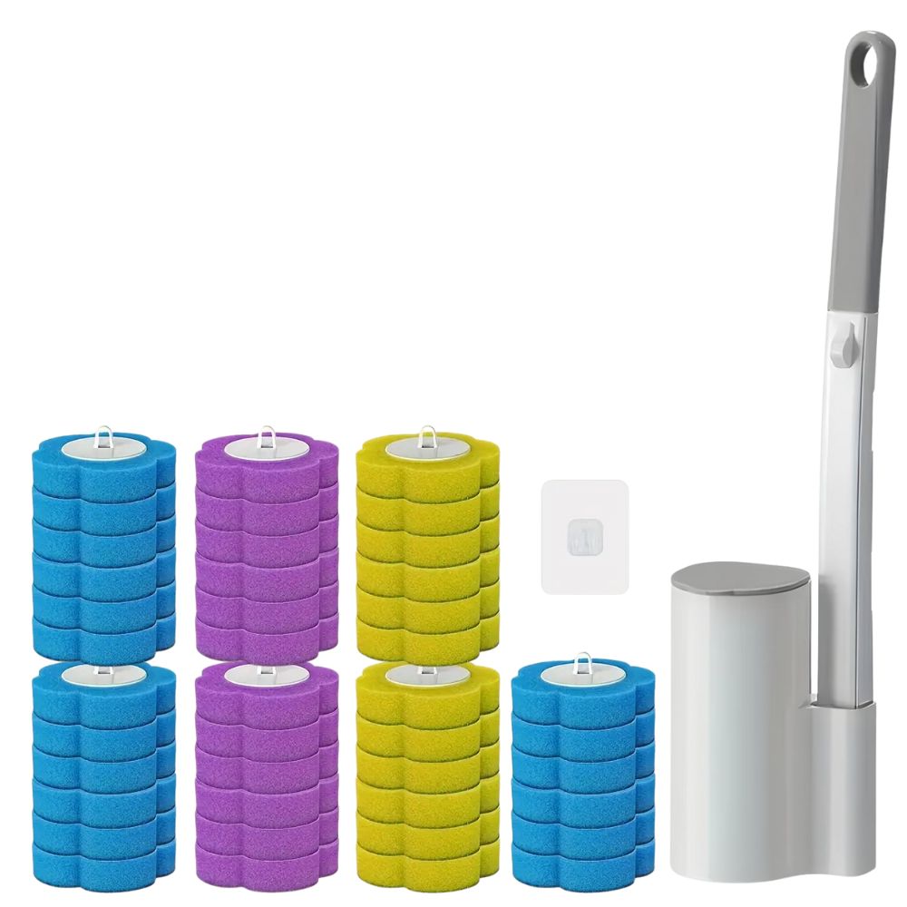 Disposable Toilet Brush Set with Replacement Heads For Hygienic Bathroom Cleaning