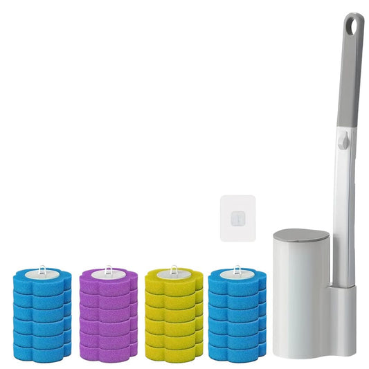 Disposable Toilet Brush Set with Replacement Heads For Hygienic Bathroom Cleaning