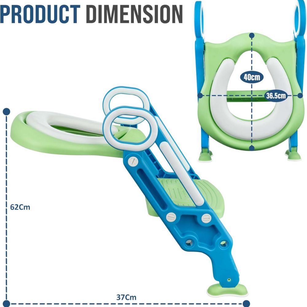 Toddler Potty Training Seat – Foldable Adjustable Toilet Ladder with Anti-Slip Step Stool Little Guard