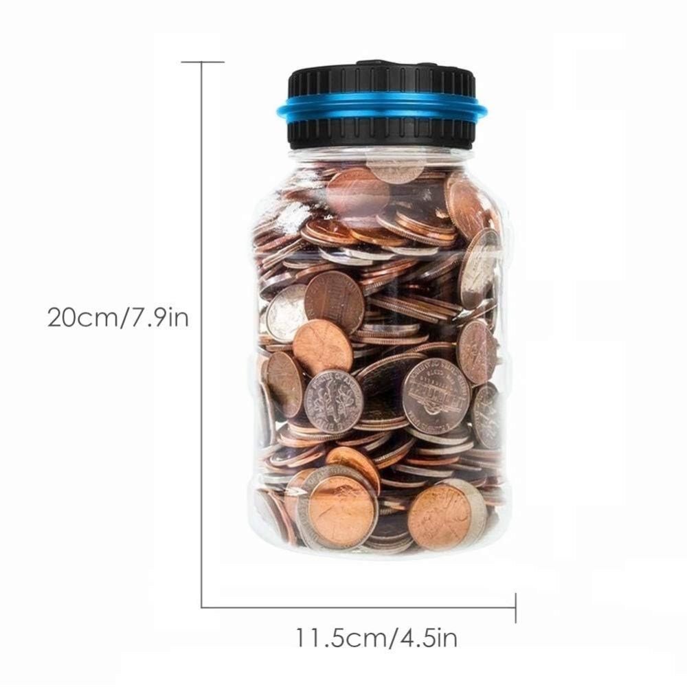 Digital Coin Jar 1.8L ABS - Coins Money Saving Bank with LCD Counter Little Guard
