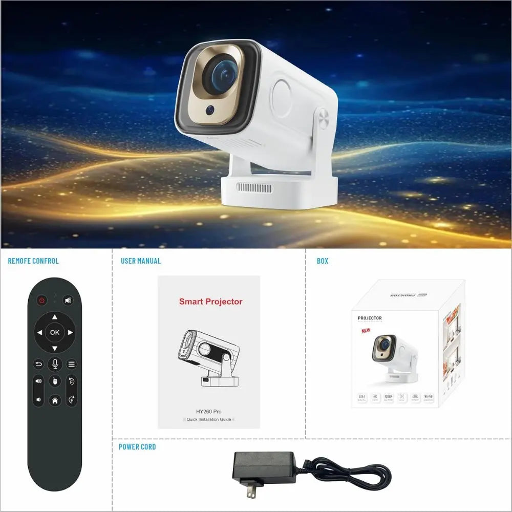 PRIMEX PRO HY260Pro Smart 4K Projector – 1080P, Wi-Fi 6, Bluetooth 5.4, Auto Focus, Android 11 PRIMEX PRO