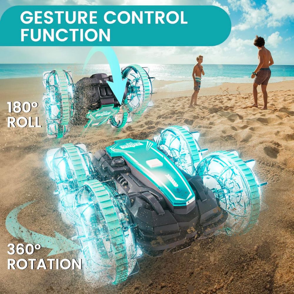 4WD Amphibious RC Car – Waterproof Stunt Car with LED & Gesture Control Little Guard