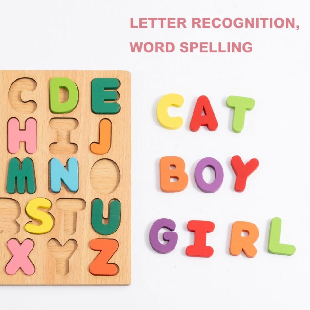 Wooden Toddler Learning Puzzle – ABC, Numbers, & Shapes Set Little Guard