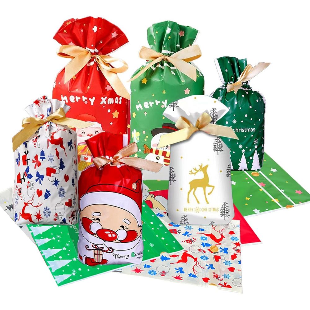 Christmas Drawstring Gift Bags 34-Pack – Reusable, Eco-Friendly Multi-Size Gift Bags Little Guard