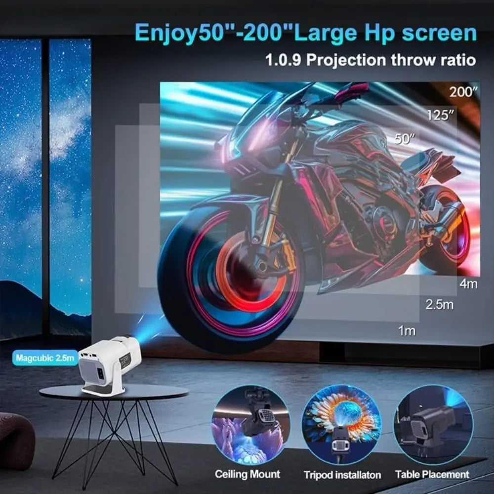 PRIMEX PRO Mini Projector – Wi-Fi 6, Bluetooth 5.0, 4K 1080P, 200″ Screen, Auto Keystone PRIMEX PRO