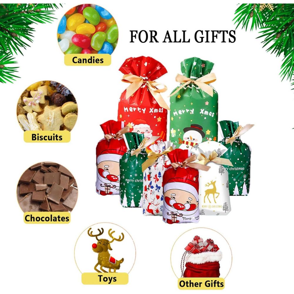 Christmas Drawstring Gift Bags 34-Pack – Reusable, Eco-Friendly Multi-Size Gift Bags Little Guard