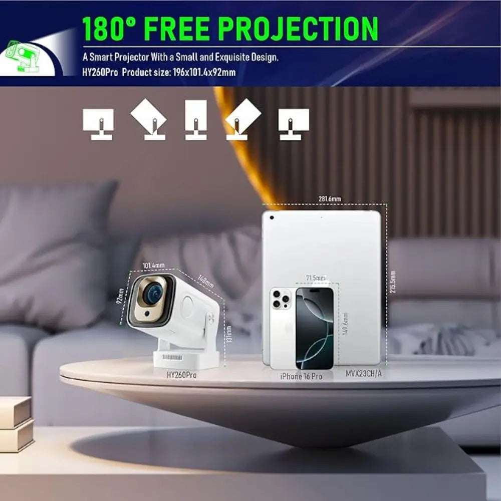 PRIMEX PRO HY260Pro Smart 4K Projector – 1080P, Wi-Fi 6, Bluetooth 5.4, Auto Focus, Android 11 PRIMEX PRO