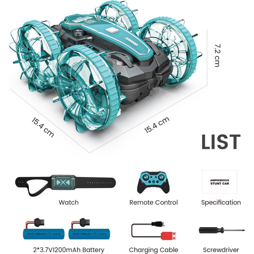 4WD Amphibious RC Car – Waterproof Stunt Car with LED & Gesture Control Little Guard