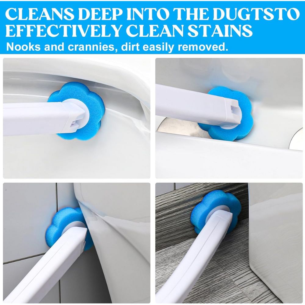 Disposable Toilet Brush Set with Replacement Heads For Hygienic Bathroom Cleaning