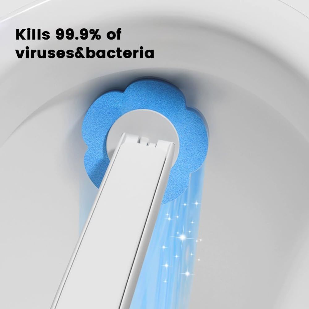 Disposable Toilet Brush Set with Replacement Heads For Hygienic Bathroom Cleaning