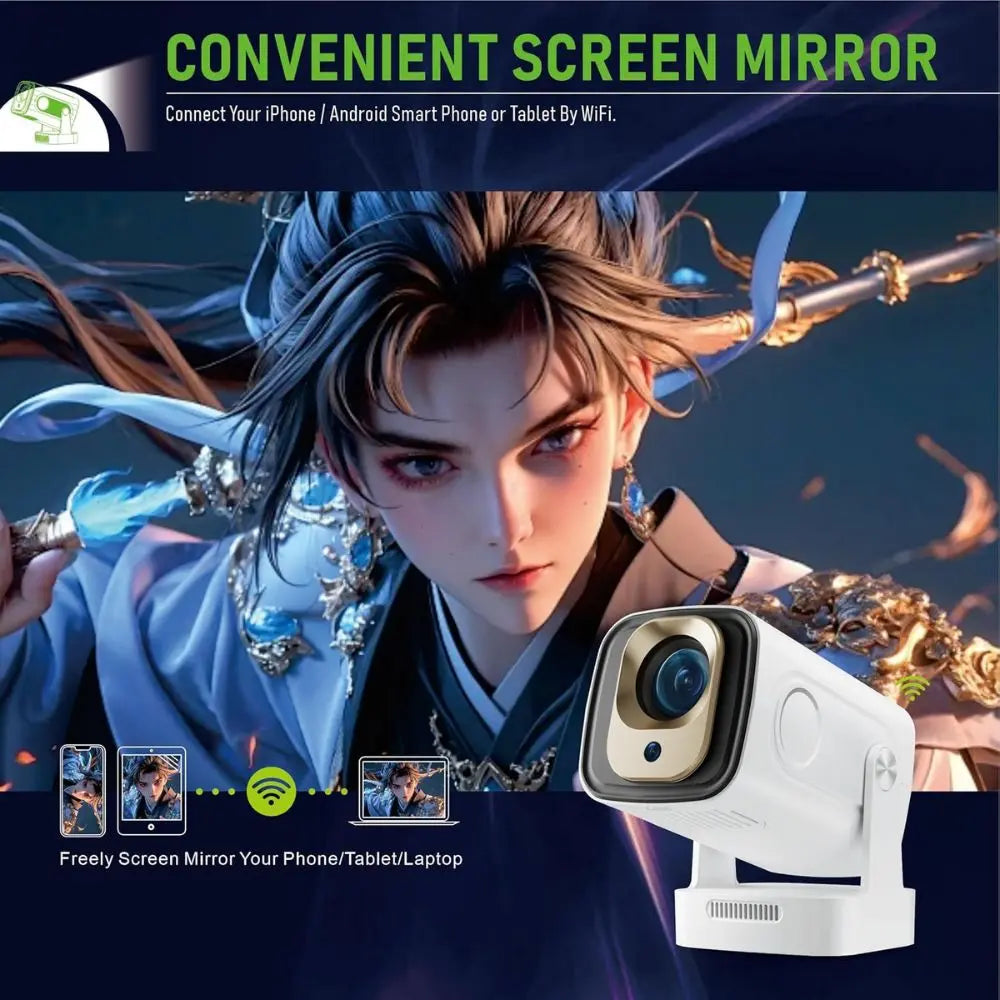 PRIMEX PRO HY260Pro Smart 4K Projector – 1080P, Wi-Fi 6, Bluetooth 5.4, Auto Focus, Android 11 PRIMEX PRO