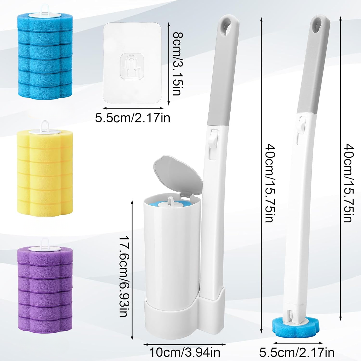 Disposable Toilet Brush Set with Replacement Heads For Hygienic Bathroom Cleaning