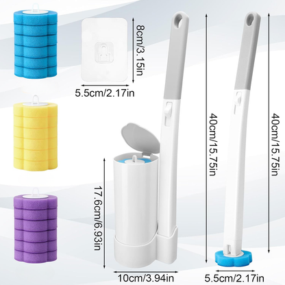 Disposable Toilet Brush Set with Replacement Heads For Hygienic Bathroom Cleaning