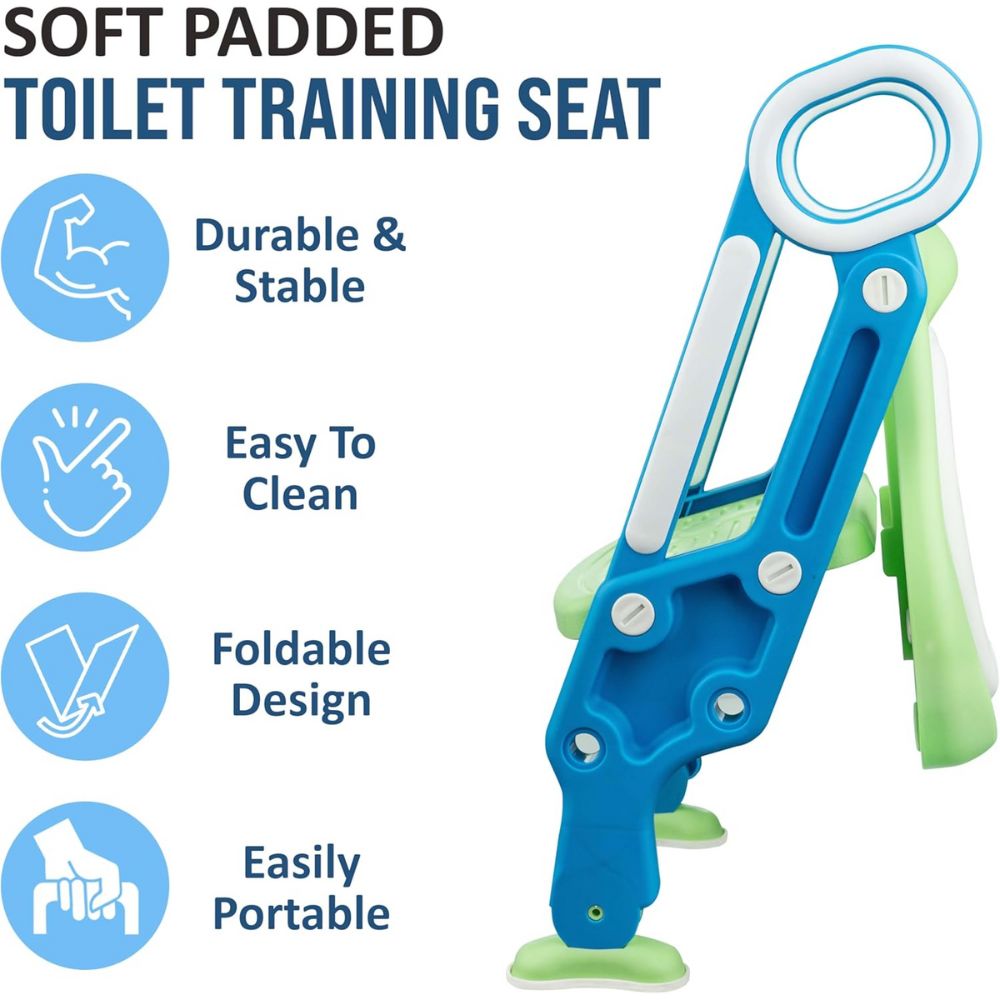 Toddler Potty Training Seat – Foldable Adjustable Toilet Ladder with Anti-Slip Step Stool Little Guard