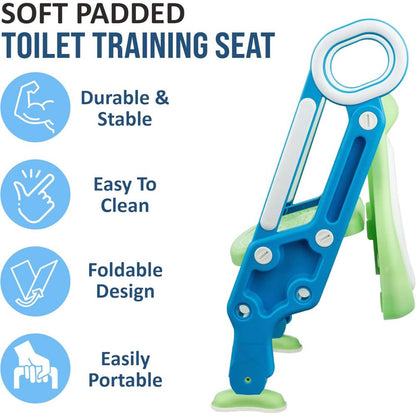 Toddler Potty Training Seat – Foldable Adjustable Toilet Ladder with Anti-Slip Step Stool Little Guard