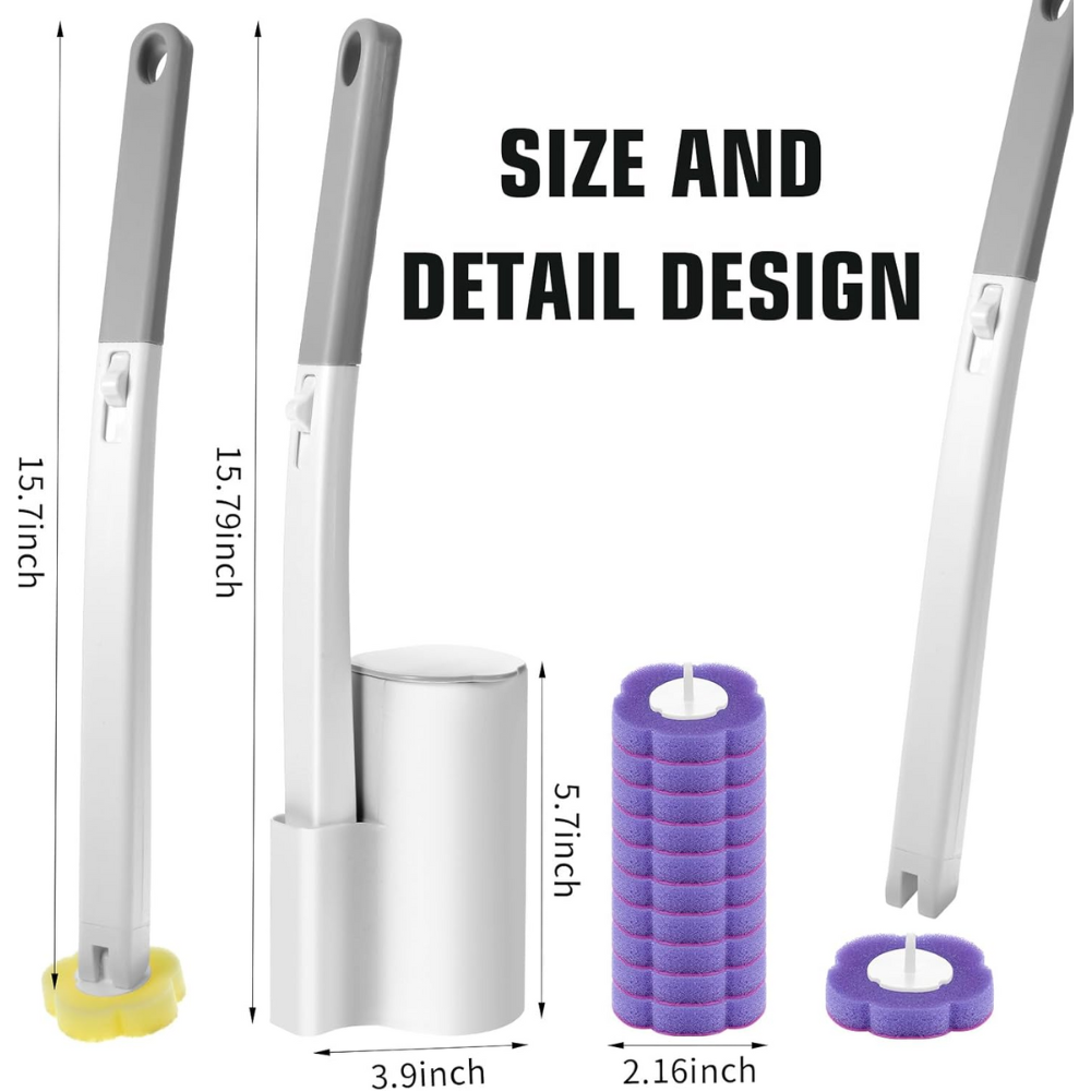 Disposable Toilet Brush Set with Replacement Heads For Hygienic Bathroom Cleaning