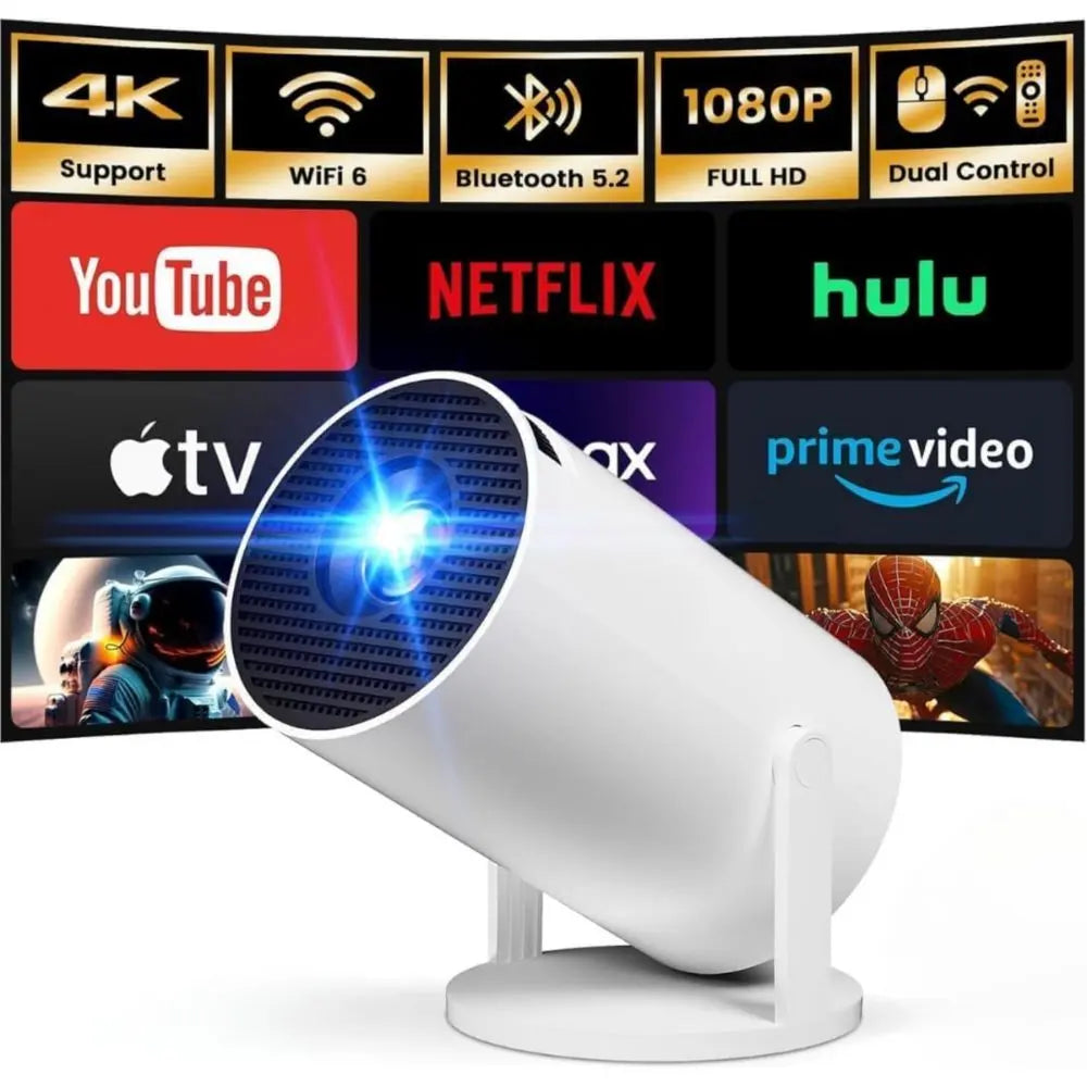 PRIMEX PRO Mini Projector – Wi-Fi 6, Bluetooth 5.0, 4K 1080P, 130″ Screen PRIMEX PRO