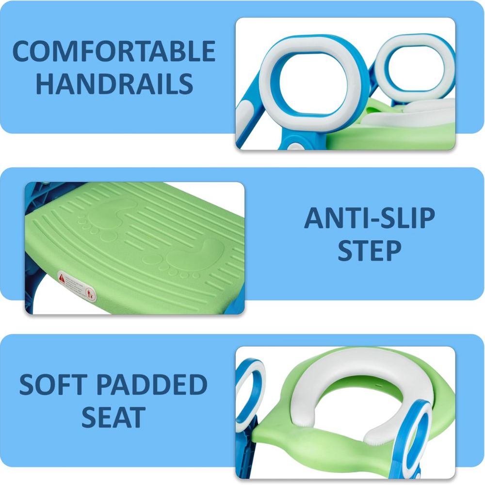 Toddler Potty Training Seat – Foldable Adjustable Toilet Ladder with Anti-Slip Step Stool Little Guard