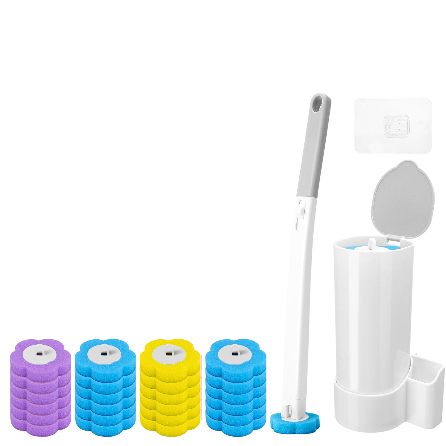 Disposable Toilet Brush Set with Replacement Heads For Hygienic Bathroom Cleaning