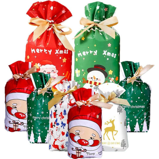 Christmas Drawstring Gift Bags 34-Pack – Reusable, Eco-Friendly Multi-Size Gift Bags Little Guard