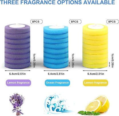 Wall-Mounted Disposable Toilet Cleaning System – Hygienic Wand Kit with 8 Ocean-Scented Refills, Built-in Cleaning Fluid, and Automatic Open/Close Holder