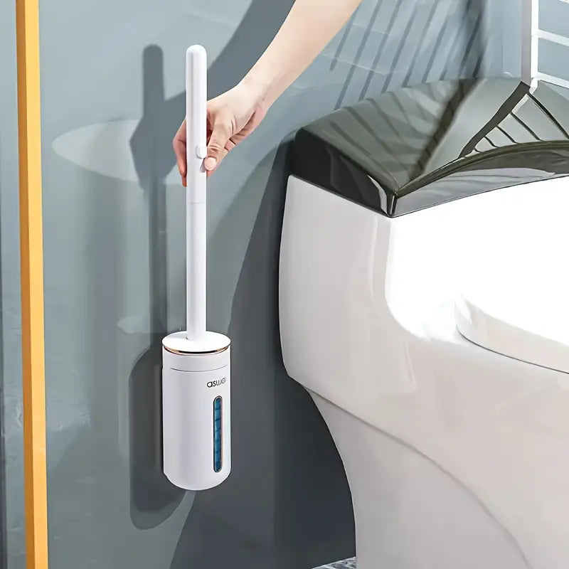 Wall-Mounted Disposable Toilet Cleaning System – Hygienic Wand Kit with 8 Ocean-Scented Refills, Built-in Cleaning Fluid, and Automatic Open/Close Holder