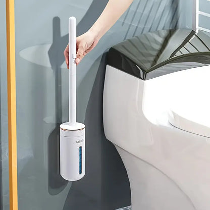 Wall-Mounted Disposable Toilet Cleaning System – Hygienic Wand Kit with 8 Ocean-Scented Refills, Built-in Cleaning Fluid, and Automatic Open/Close Holder