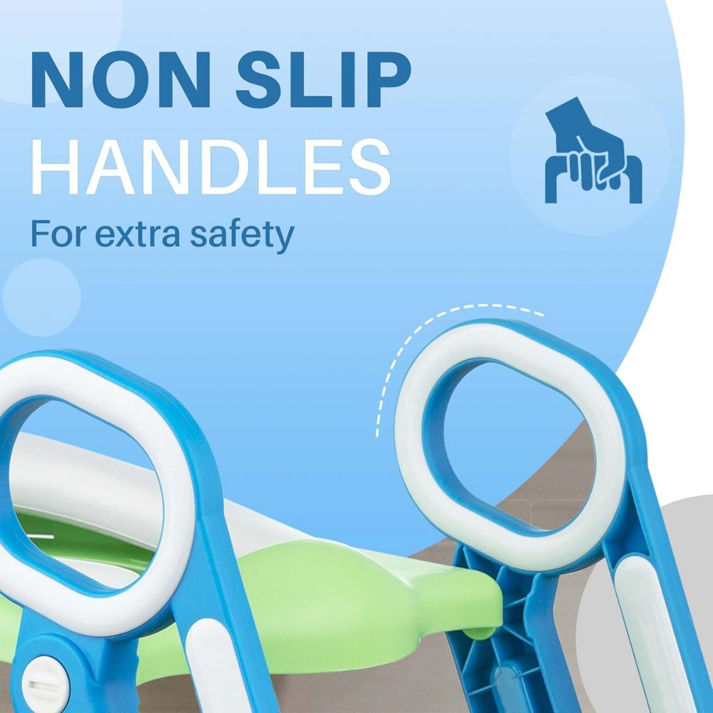 Toddler Potty Training Seat – Foldable Adjustable Toilet Ladder with Anti-Slip Step Stool Little Guard