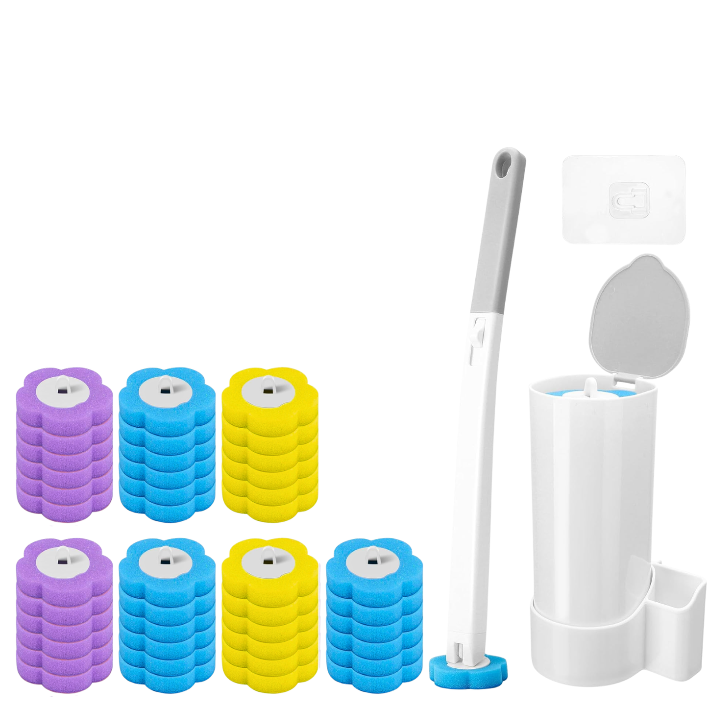 Disposable Toilet Brush Set with Replacement Heads For Hygienic Bathroom Cleaning