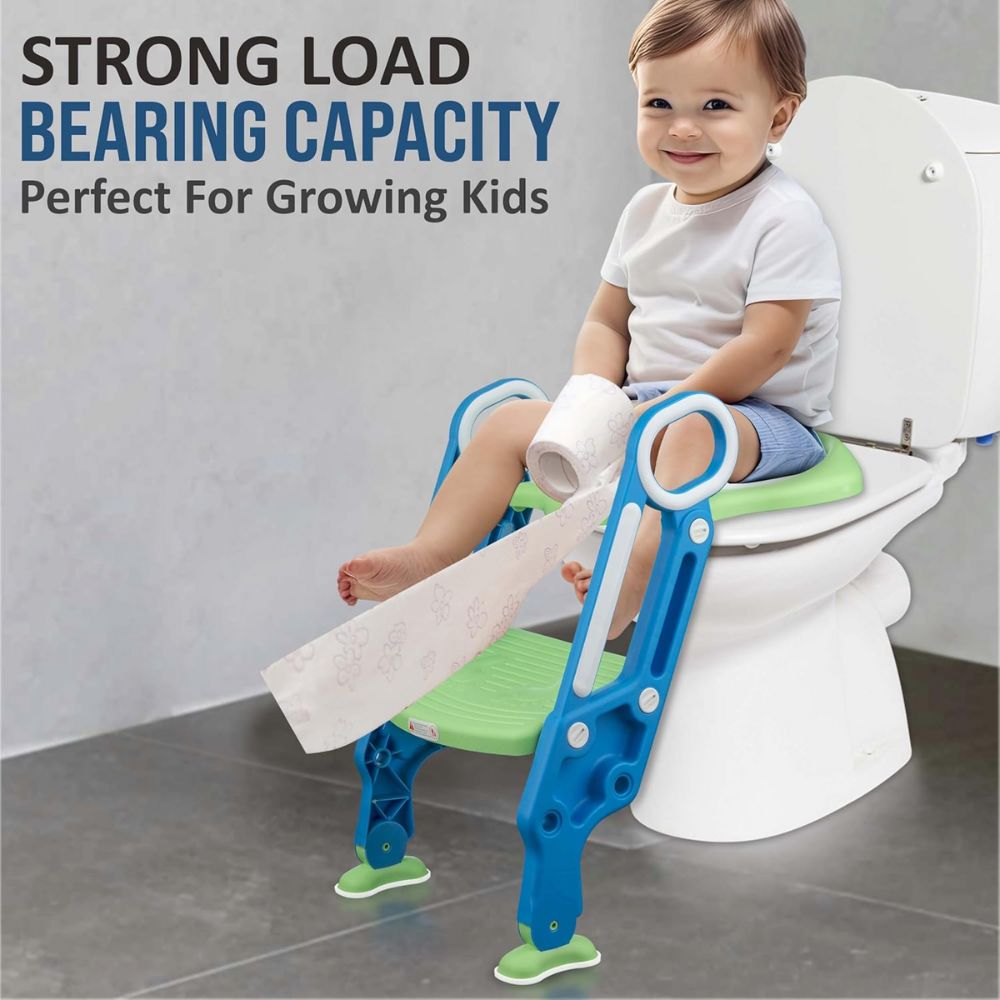 Toddler Potty Training Seat – Foldable Adjustable Toilet Ladder with Anti-Slip Step Stool Little Guard