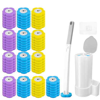 Disposable Toilet Brush Set with Replacement Heads For Hygienic Bathroom Cleaning
