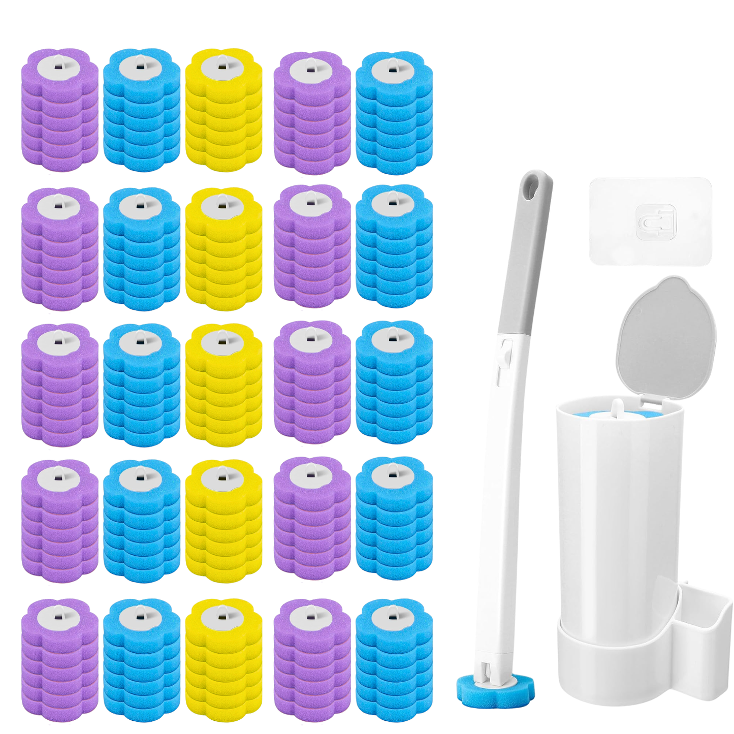 Disposable Toilet Brush Set with Replacement Heads For Hygienic Bathroom Cleaning