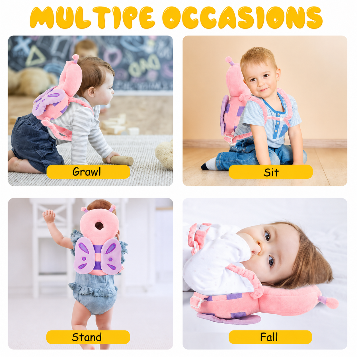 Cute Designs Baby Head Protector Backpack - Ideal for Baby Gift