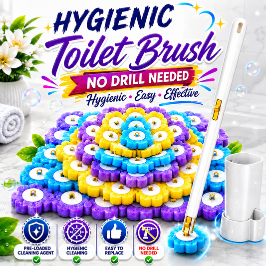 Disposable Toilet Brush Set with Replacement Heads For Hygienic Bathroom Cleaning