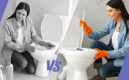 Wall-Mounted Disposable Toilet Cleaning System – Hygienic Wand Kit with 8 Ocean-Scented Refills, Built-in Cleaning Fluid, and Automatic Open/Close Holder