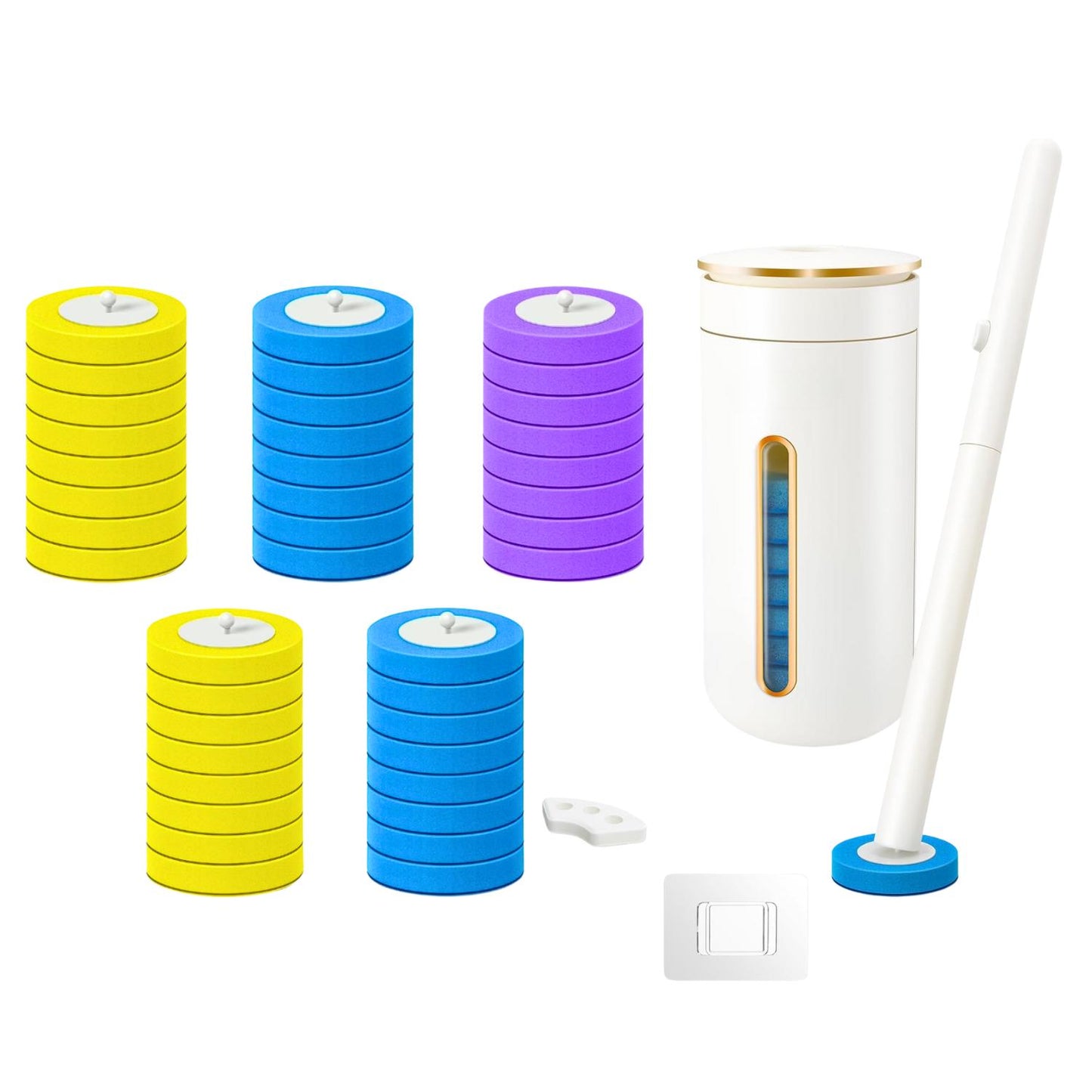 Aromatherapy Disposable Toilet Brush Set – Hygienic Cleaning with Scented Refills & Long Handle, Built-in Cleaning Fluid, and Automatic Open & Close Holder
