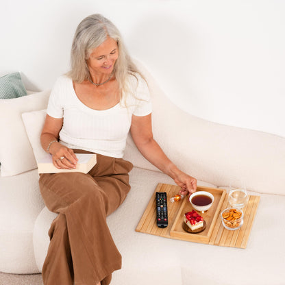 Rectangular Bamboo Sofa Arm Tray Table - Snack & Drink Holder